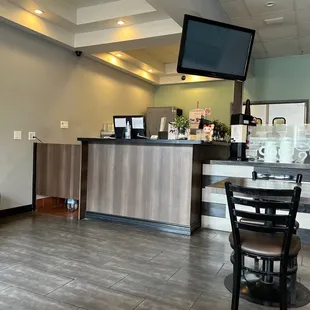 the counter and seating area