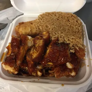 Chicken with garlic sauce combination