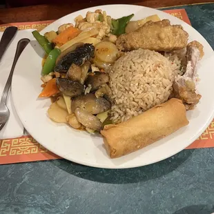 Chicken with hot garlic sauce - mushrooms added from other dish