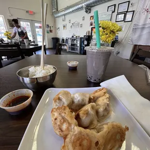 Beef   small with rice and taro  tea