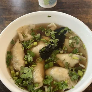 Dumpling soup with veggies