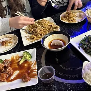 N13. Chicken Lo Mein P2. Spring Roll Sesame Chicken Dry Fried Green Beans Dumpling/Wontons with chili oil