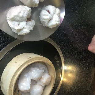 BBQ bun and shrimp dumpling