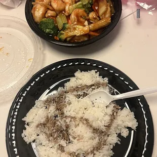 My Shrimp with vegetables and white rice