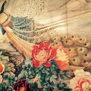 Beautiful Peacock mural on the wall