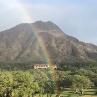 Soccer being played somewhere over the rainbow, afternoon view from the room