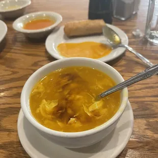 Egg drop/corn soup and egg roll