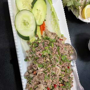 Beef larb, medium well