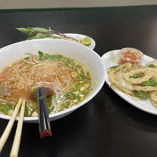 Beef pho and calamari