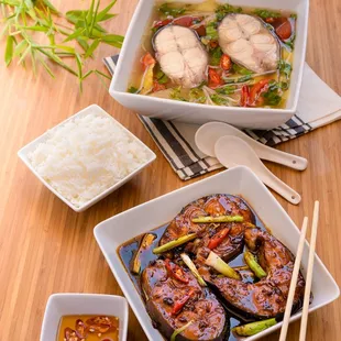 Canh Chua Ca &amp; Ca Kho To - Vietnamese Sour Soup &amp; Vietnamese Braised Catfish