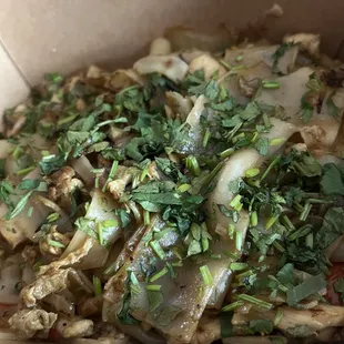 Pad Kee Mow with chicken.