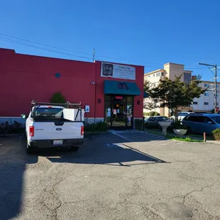 Parking lot with the front entrance