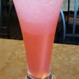 The horrible strawberry margarita, not even blended correctly