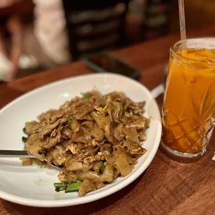 Pad See Ew = $19 Thai ice tea = $5