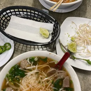 meatball and beef brisket pho, chicken pho