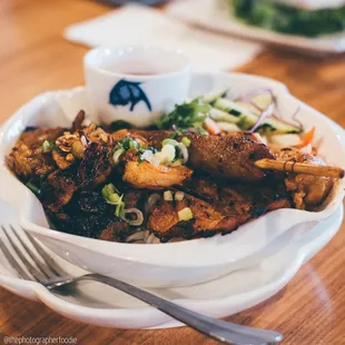 Combo vermicelli with beef, shrimp, pork, and sausage