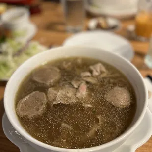 Beef pho with beef meatballs