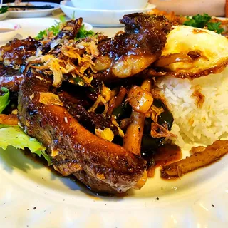 Garlic Ginger Spareribs over Rice W/ Fried Egg