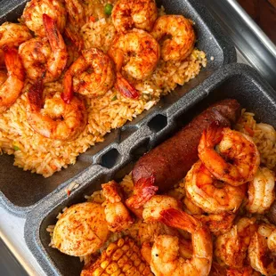 two trays of food