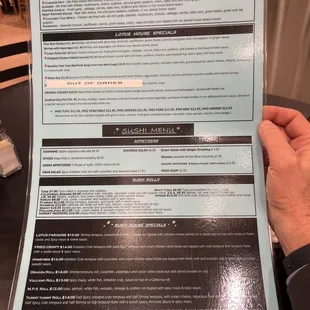 menu, sushi and sashimi