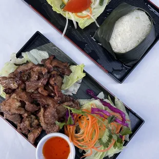 Thai BBQ, Papaya Salad, Sticky Rice