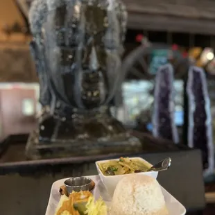 a person holding a plate of food