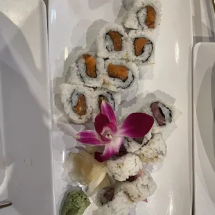 Salmon and tuna rolls