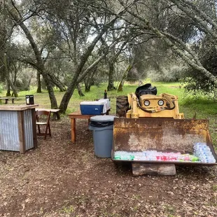 Sodas in the tractor bucket