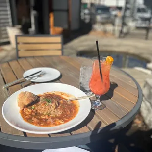 Seafood Jambalaya and hurricane