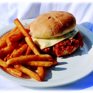 a burger and french fries