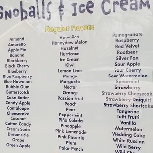 Flavor list March 2020