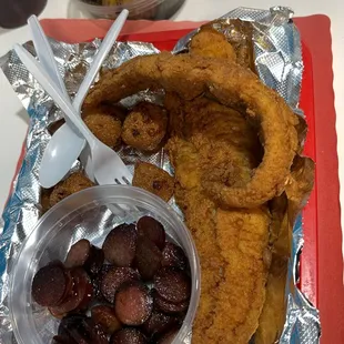 Whiting plate with sides.