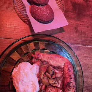 Dessert! An apple galette and some warm chocolate malt cookies