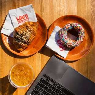 a donut and a cup of coffee