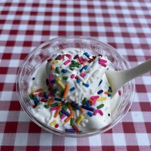 Vanilla custard with sprinkles