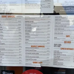 sandwich menu