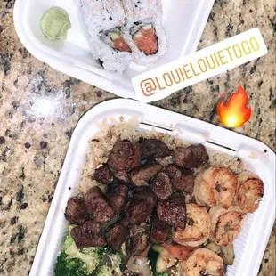 two takeout containers of food