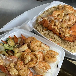 Shrimp and lobster hibachi combo