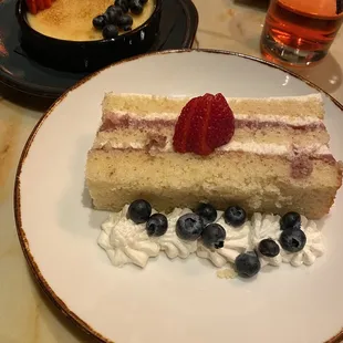 Crème brûlée and strawberry shortcake