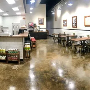 the inside of a deli