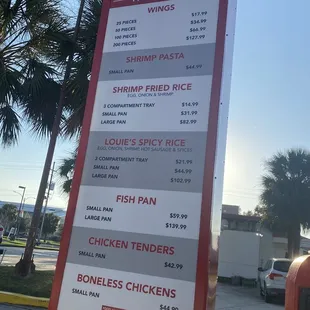 Party trays and menu