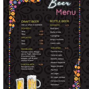 Beer menu