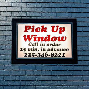 Pick Up Window Sign