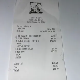 Ticket for 2 for breakfast
