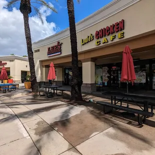Outside has ample outdoor seating. Table and seats are limited inside.