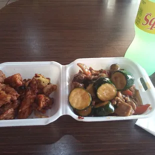 Louie&apos;s Chinese Restaurant No 2. Jalapeno Chicken and Mushroom Chicken.