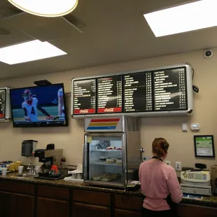 a woman at the counter