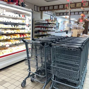 grocery carts in a store