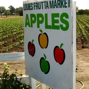 a sign for apples