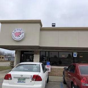 two cars parked outside